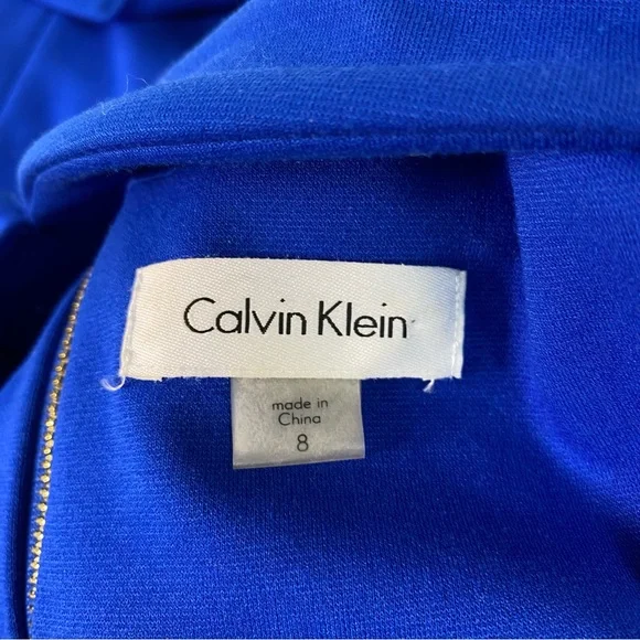Calvin Klein Sheath‎ Dress Womens 8 Blue V neck - Picture 10 of 14